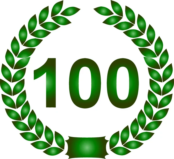 Зеленый лавровый венок 100 лет — стоковое фото