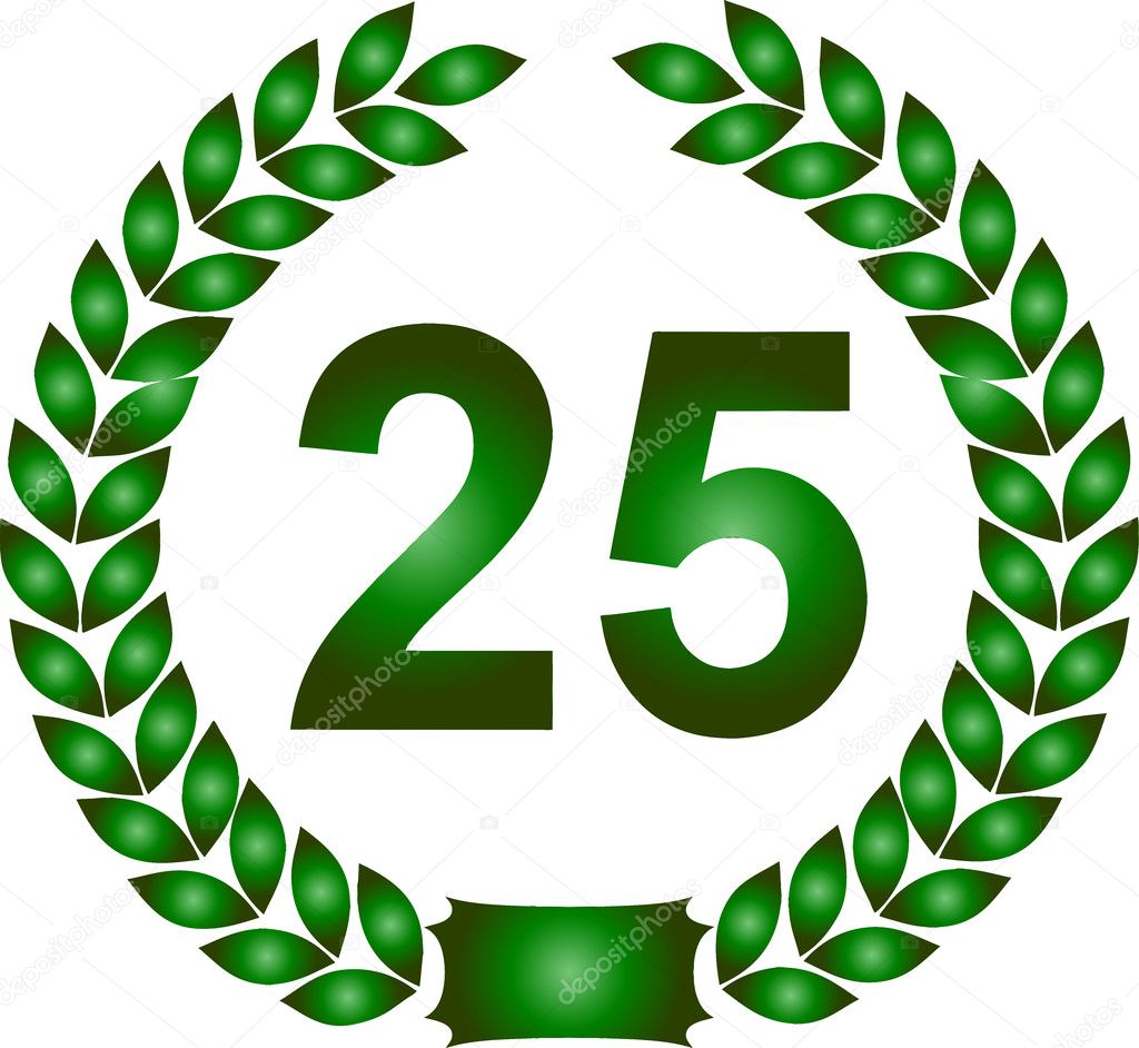 Green laurel wreath 25 years