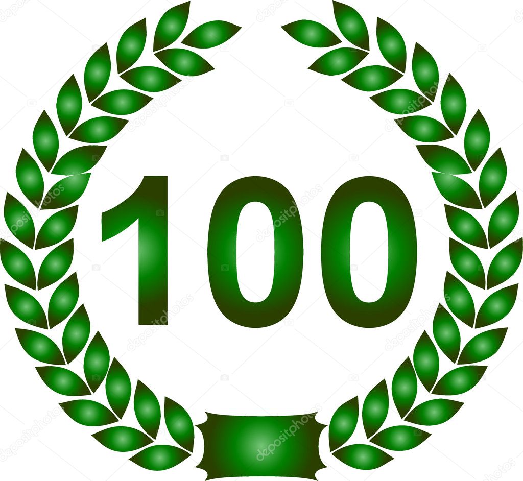 Green laurel wreath 100 years