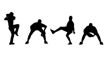 Silhouettes of baseball players clipart