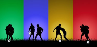 Colored collage with soccer player clipart