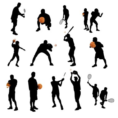 karışık sporcuların Silhouettes