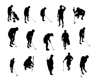 Silhouettes of golf player clipart