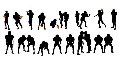 Silhouettes of football players clipart