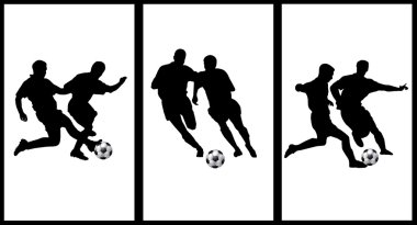 Silhouettes of soccer players clipart