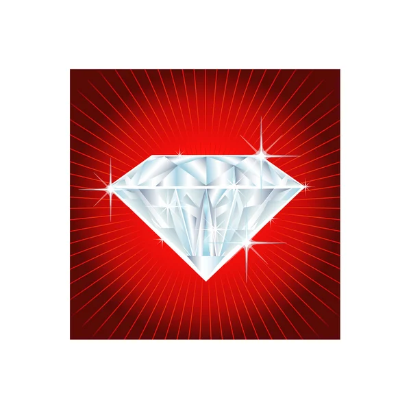 Diamant auf rotem Hintergrund — Stockfoto