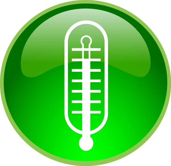 Зеленая кнопка с термометром — стоковое фото