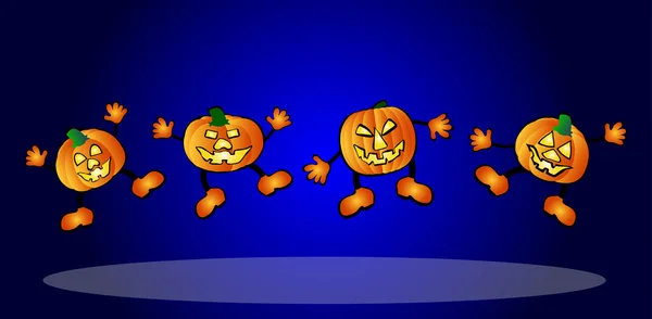 Happy, jumping pumpkins — Stock Photo, Image