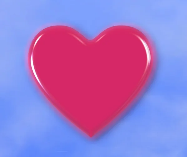 Růžové srdce na modrém pozadí — Stock fotografie
