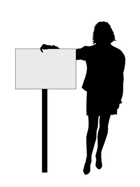 Business Lady segurando um sinal — Fotografia de Stock