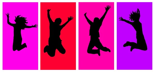 Happy jumping collage — Stock Photo, Image