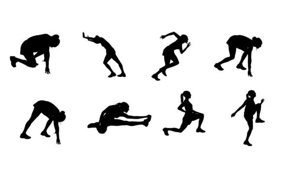 运动员的 silhouettes — 图库照片
