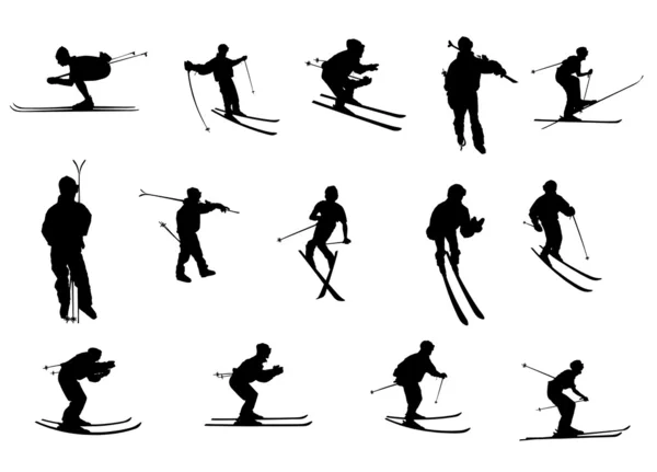 stock image Silhouettes of skiers