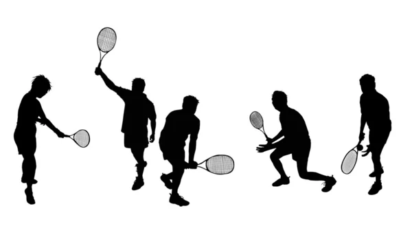 Silhouettes of tennis players — Stock Photo, Image