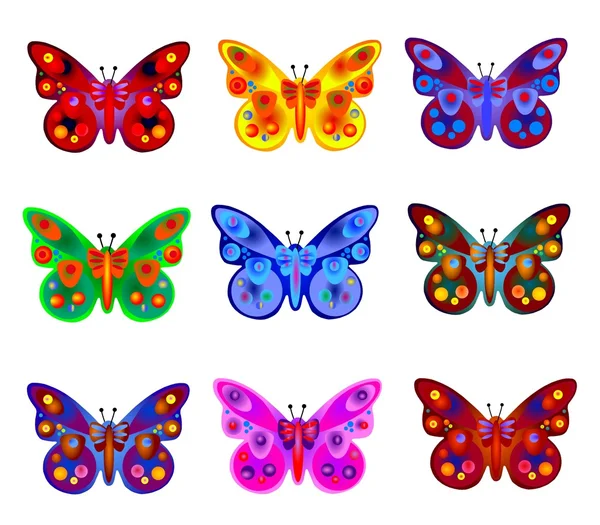 Elszigetelt színes pillangók — Stock Fotó