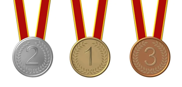 Набор медалей бронзовое серебряное золото — стоковое фото