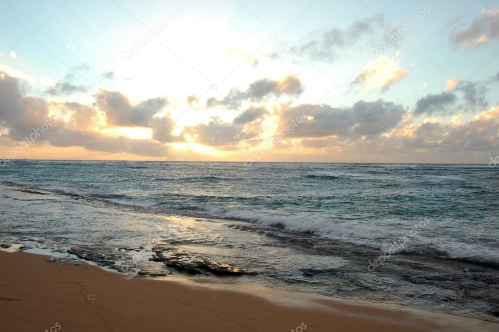 Sunset on the Beach in Kauai, Hawaii