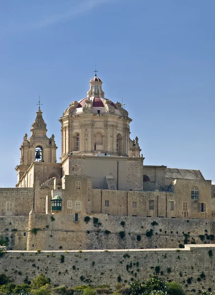 Καθεδρικός ναός της Mdina και προμαχώνες — Φωτογραφία Αρχείου