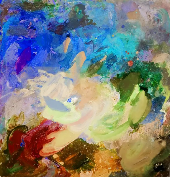 Oil paint mixed on a palette — Stock Photo, Image
