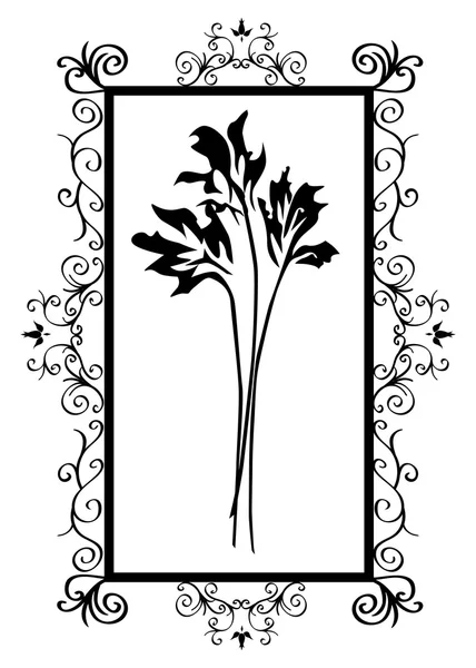 花と黒のフレーム — ストックベクタ