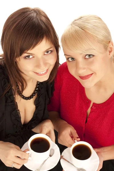 Two girls drinking coffee — Stock Photo, Image