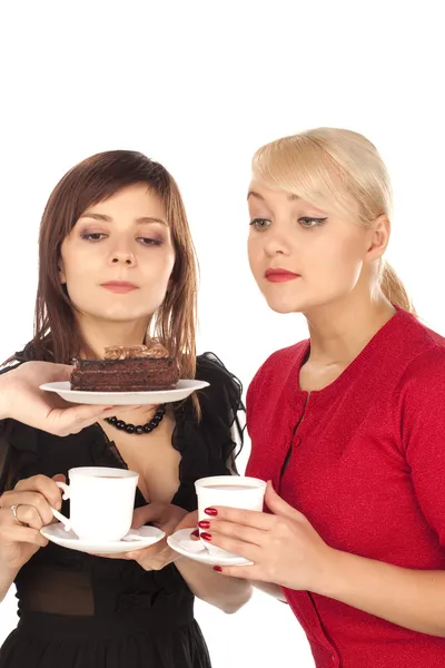 Twee meisjes drinken koffie — Stockfoto