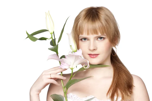 Nők a liliom virág — Stock Fotó