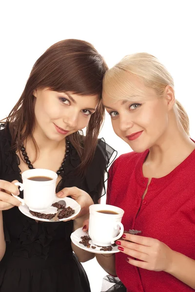 Twee meisjes drinken koffie — Stockfoto