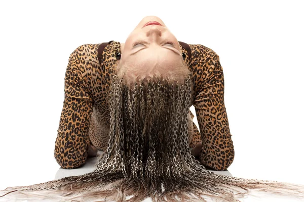 stock image Beautiful woman with braids