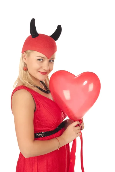Immagine di una ragazza in costume da diavolo — Foto Stock
