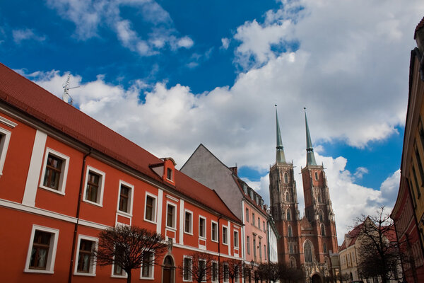 Ostrow Tumski in Wroclaw, famous landmark, old