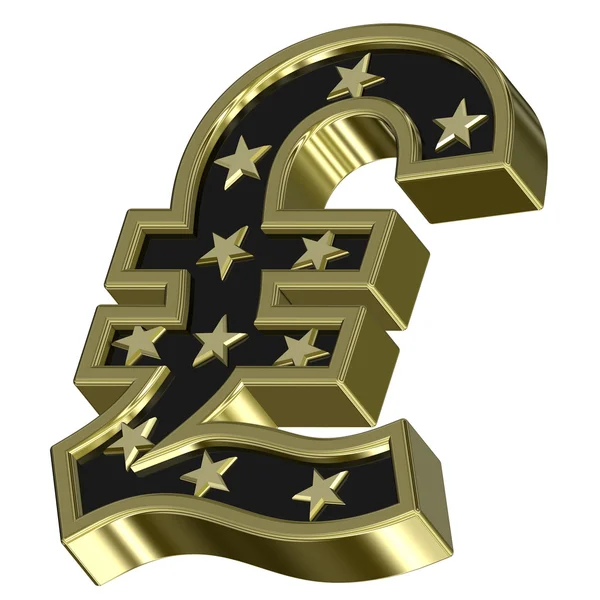Gold-black Pound sign with stars — Stock Photo, Image
