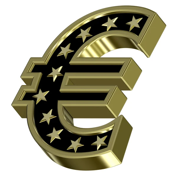 Gold-schwarzes Euro-Zeichen mit Sternen — Stockfoto