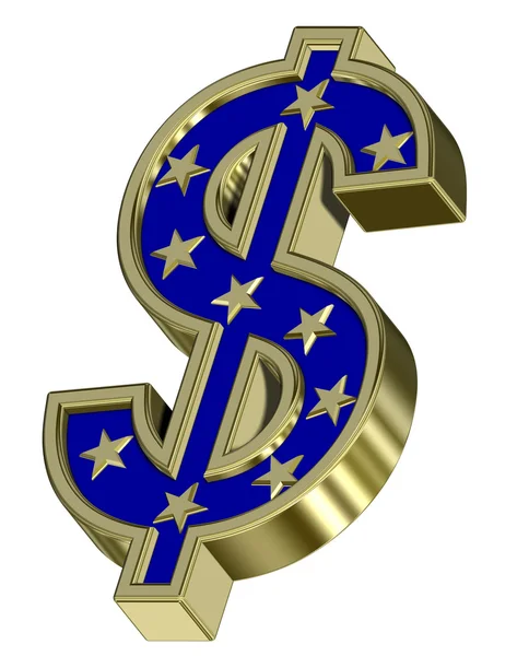 Gold Dollar sign with golden stars — Stock Photo, Image