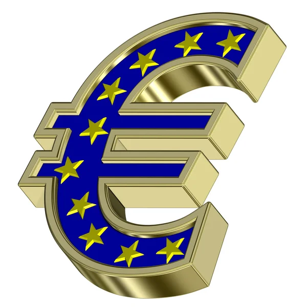 Znak złoto euro z żółtymi gwiazdami — Zdjęcie stockowe