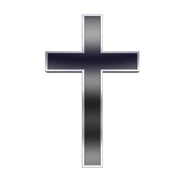 Black Christian cross isolated on white clipart