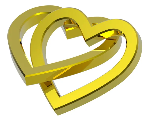 Two joined gold hearts — Stock Photo, Image