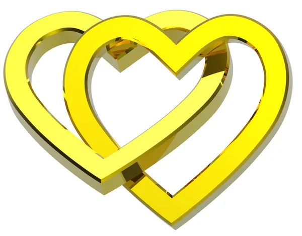 Dvě Spojené zlaté srdce — Stock fotografie