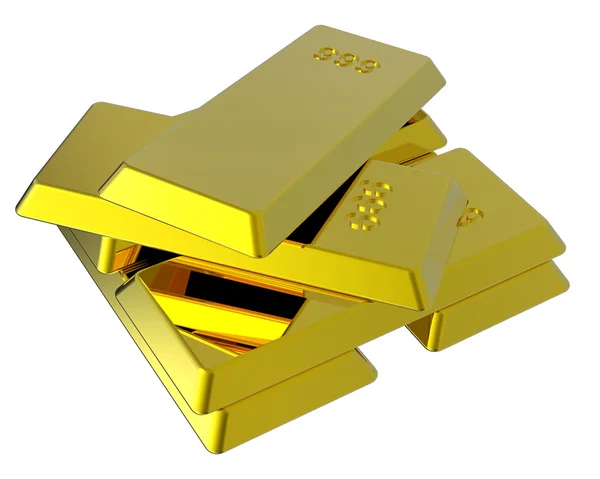 Gold ingots isolated on white — Stock Photo, Image