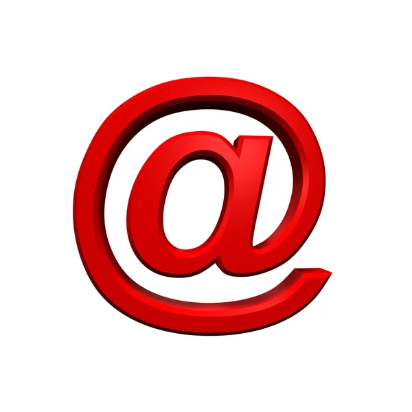Rotes E-Mail-Zeichen isoliert auf weiß — Stockfoto