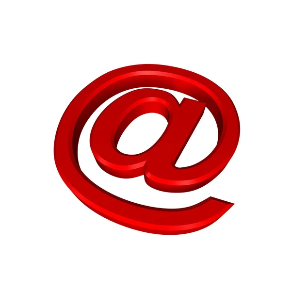 Sinal de e-mail vermelho isolado em branco — Fotografia de Stock