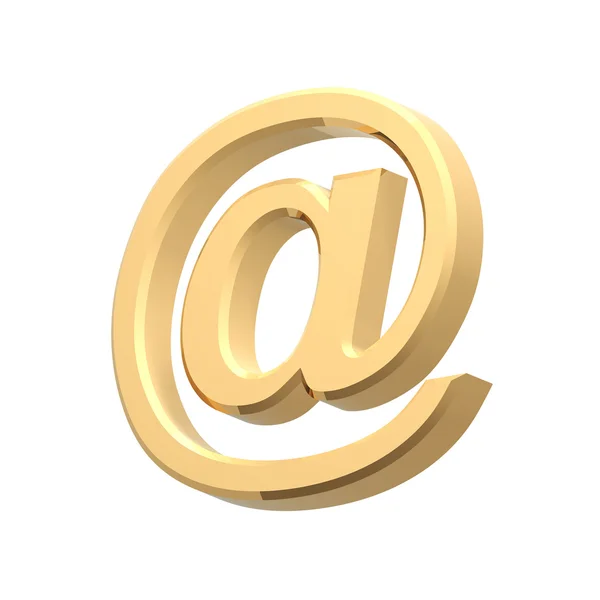 E-mail złoty znak biały na białym tle na — Zdjęcie stockowe