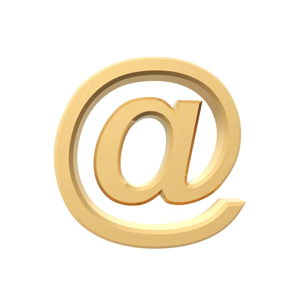Gold E-Mail-Zeichen isoliert auf weiß — Stockfoto
