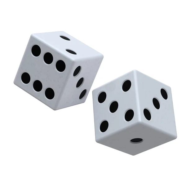 Two white dices isolated on white. — Stock Photo, Image