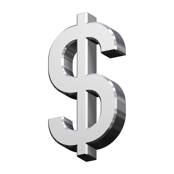 Chrome Dollar sign isolated on white. — Stock Photo, Image