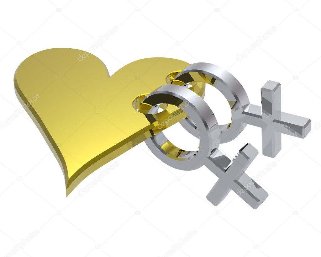 Two female sex symbol with heart — Stock Photo © ppart1 #1862136