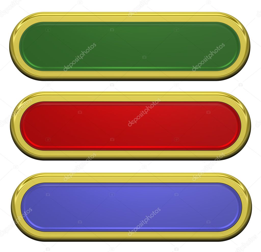 Set of shiny, rectangle buttons