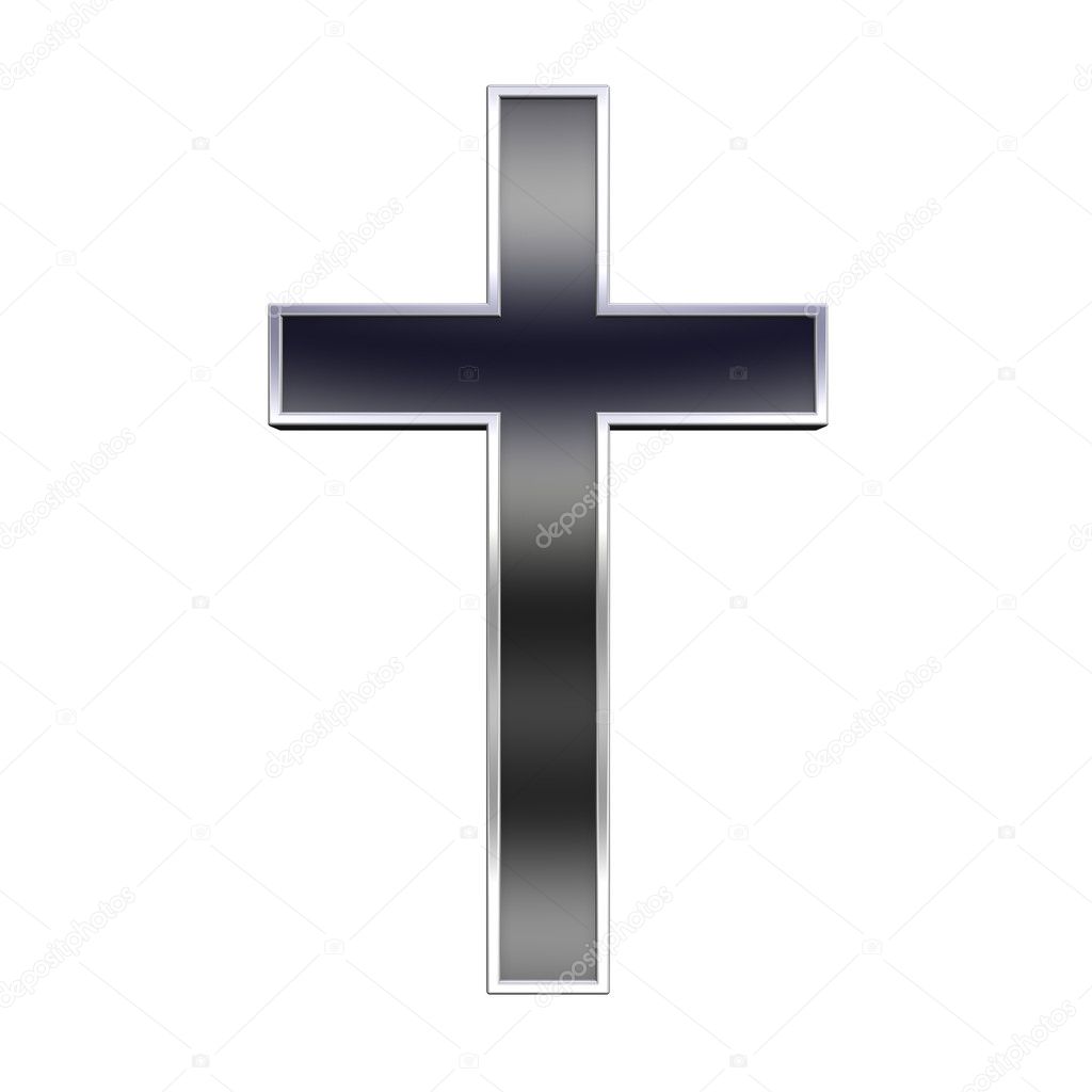 Black Christian cross isolated on white