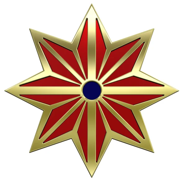 Złota gwiazda z czerwonym — Zdjęcie stockowe