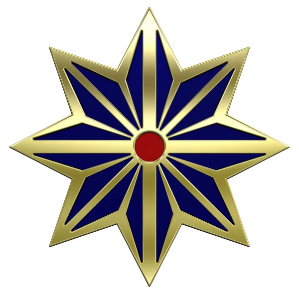 Estrela de ouro com azul — Fotografia de Stock